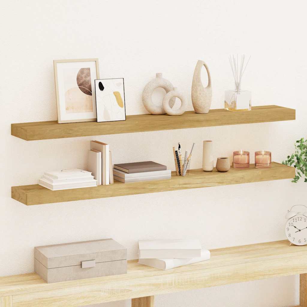 Wall Shelves 2 pcs 110x15x4 cm Solid Wood Teak
