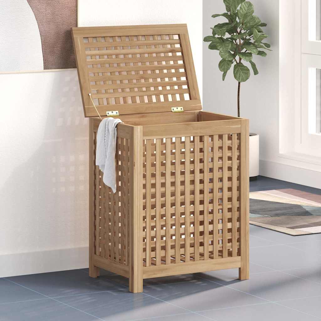 Laundry Basket Natural Solid Teak Wood