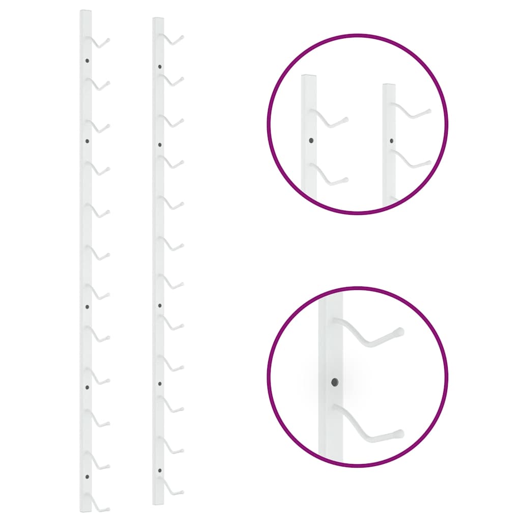 Wall Mounted Wine Rack for 12 Bottles 2 pcs White Iron