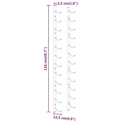 Wall Mounted Wine Rack for 12 Bottles 2 pcs Gold Iron