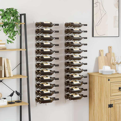 Wall Mounted Wine Rack for 24 Bottles 2 pcs White Iron