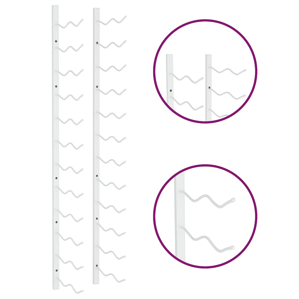 Wall Mounted Wine Rack for 24 Bottles 2 pcs White Iron