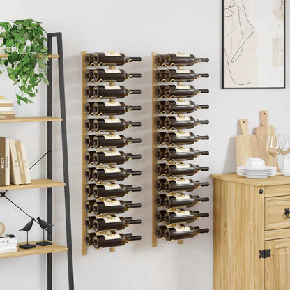 Wall Mounted Wine Rack for 24 Bottles 2 pcs Gold Iron