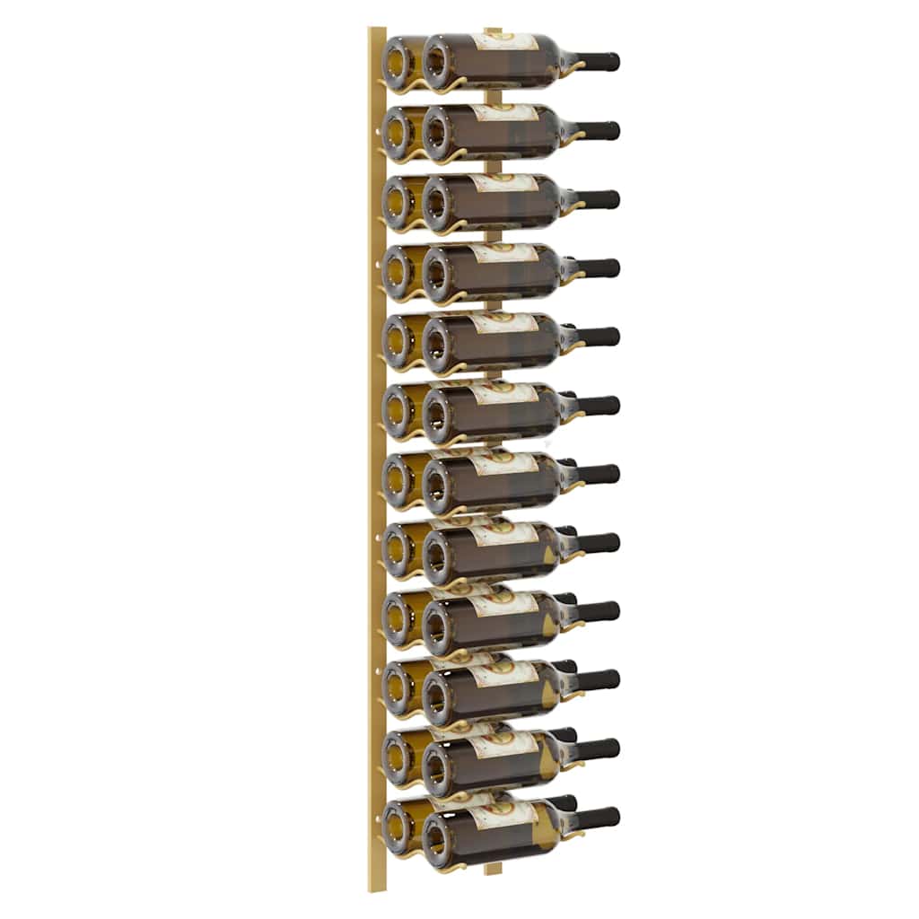Wall Mounted Wine Rack for 24 Bottles 2 pcs Gold Iron