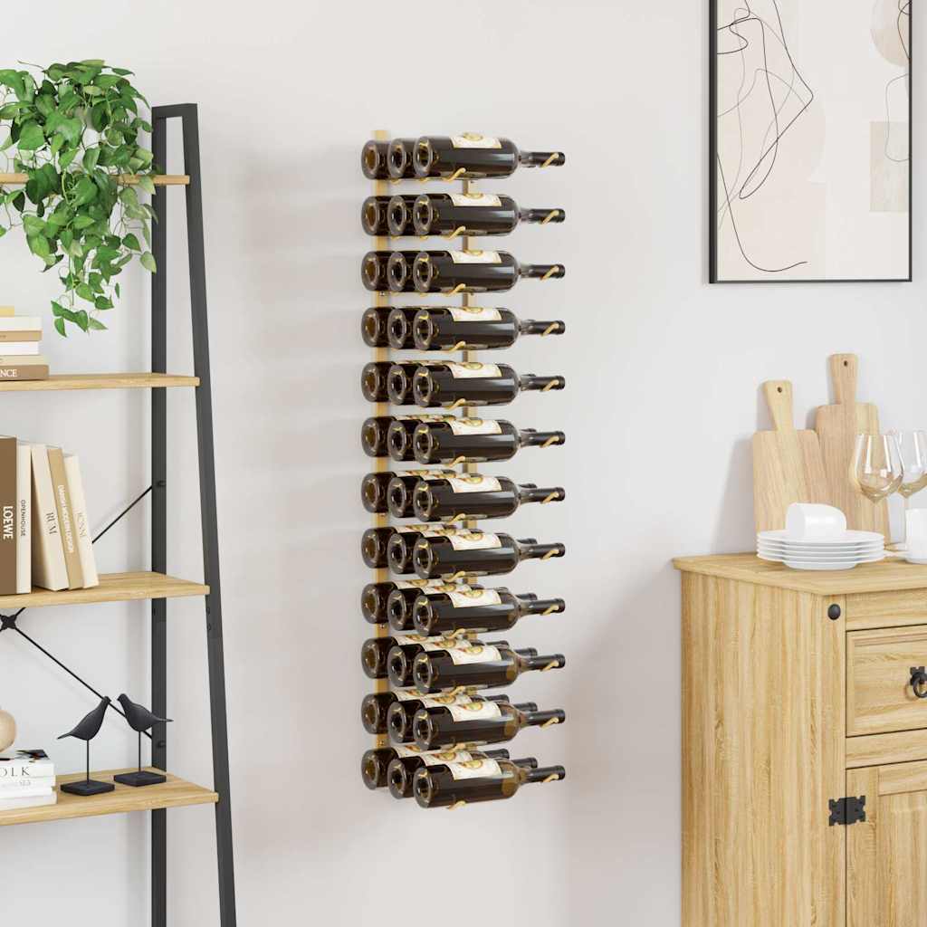 Wall Mounted Wine Rack for 36 Bottles Gold Iron