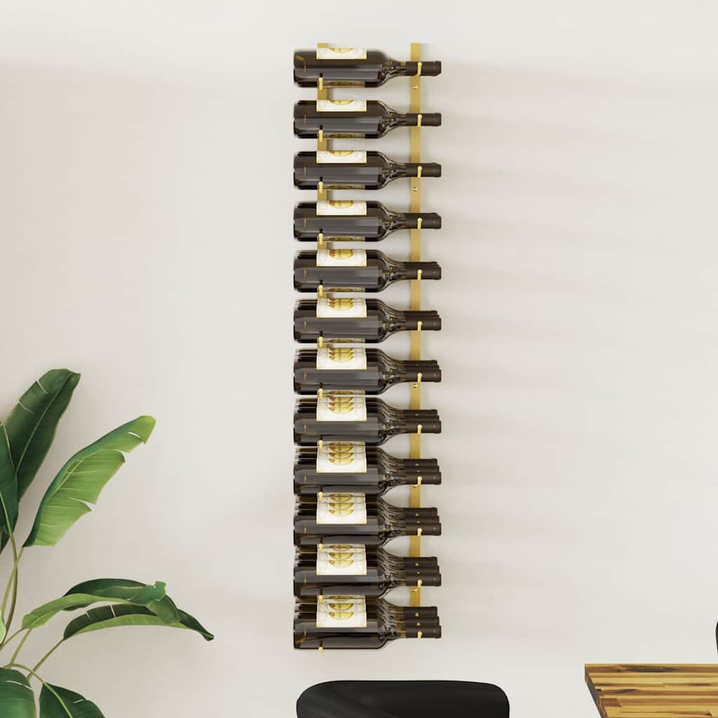 Wall Mounted Wine Rack for 36 Bottles Gold Iron