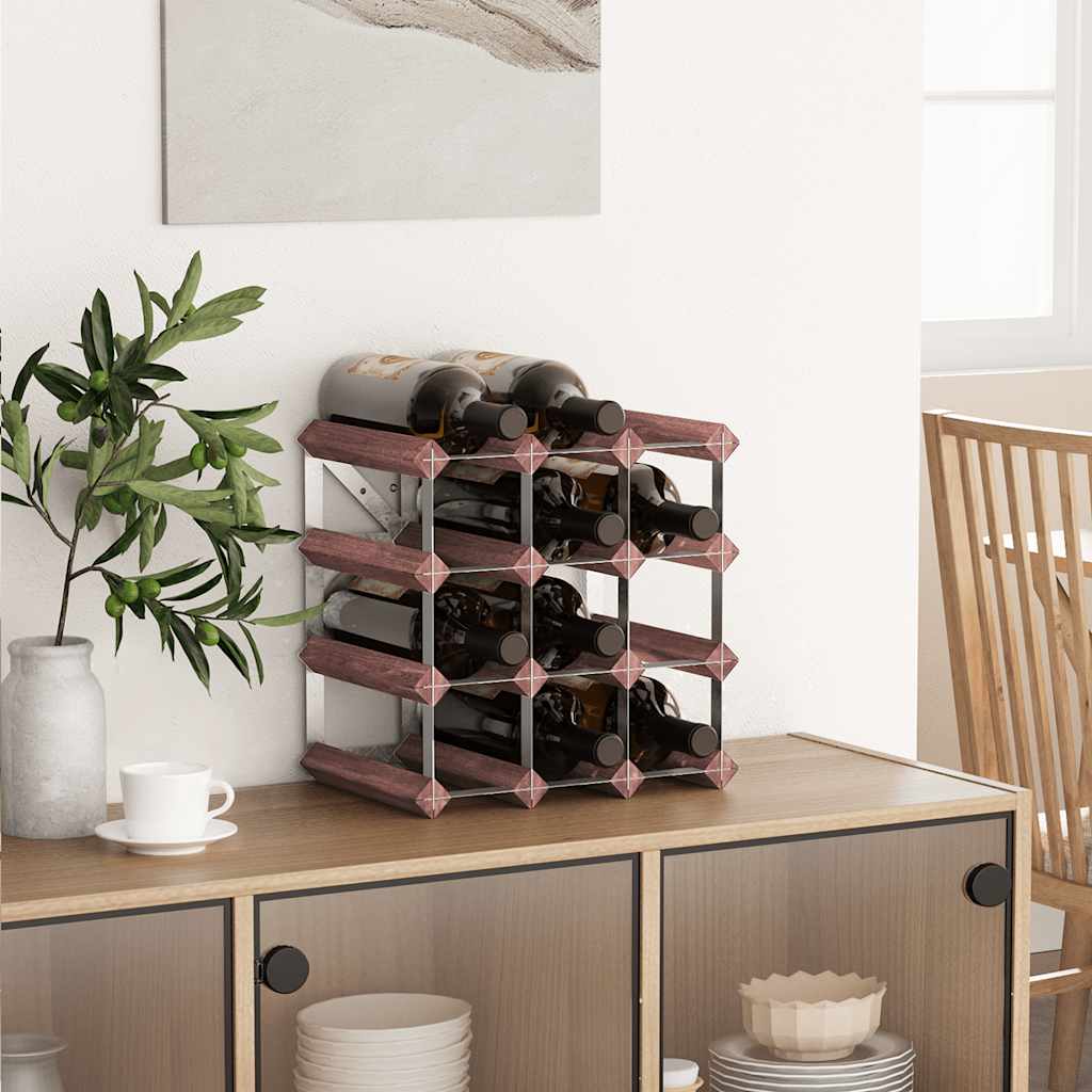 Wine Rack for 12 Bottles Brown Solid Wood Pine