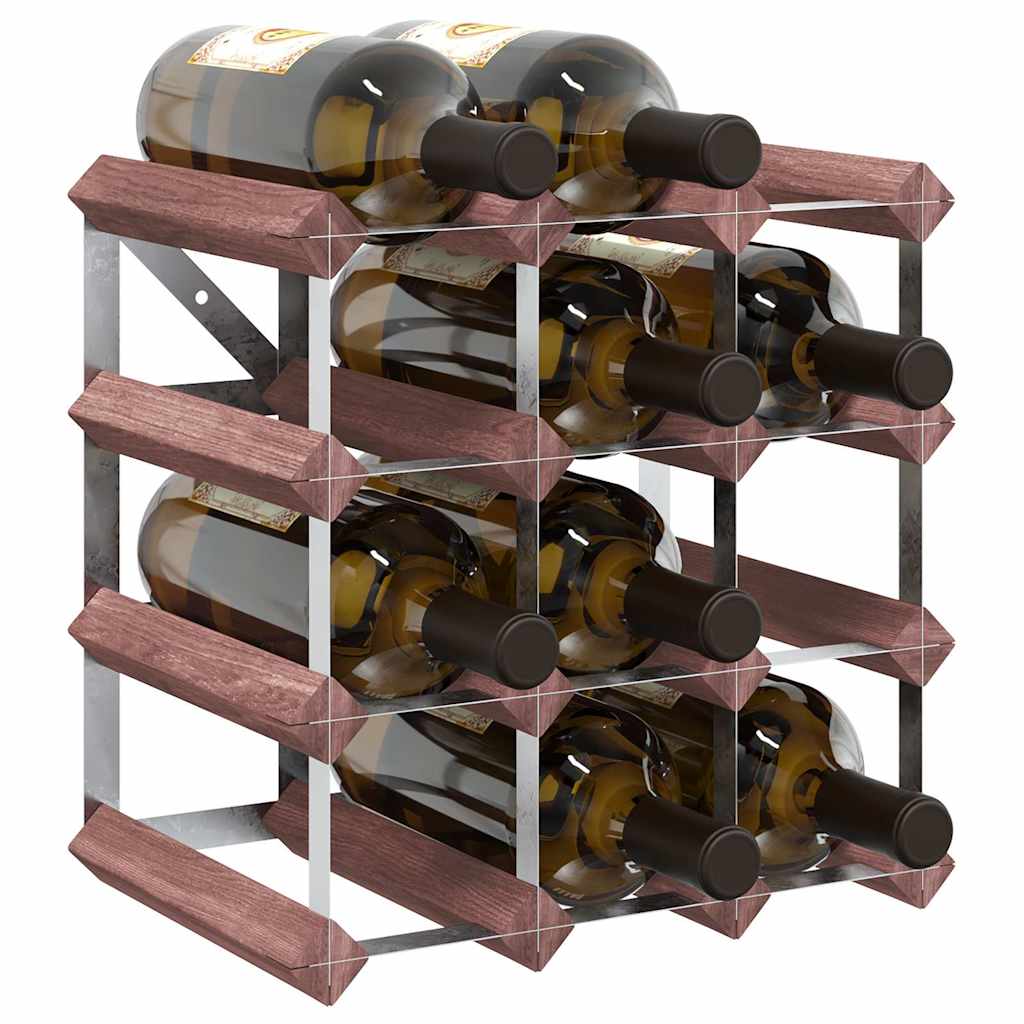 Wine Rack for 12 Bottles Brown Solid Wood Pine