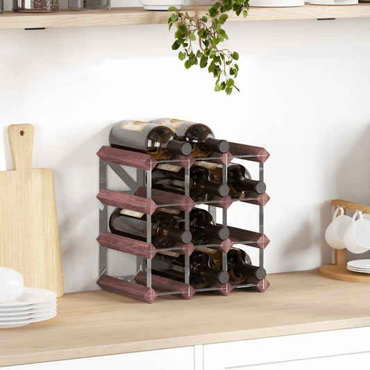 Wine Rack for 12 Bottles Brown Solid Wood Pine