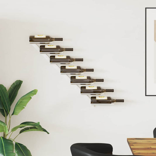 Wall-mounted Wine Rack for 7 Bottles White Metal