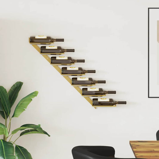 Wall-mounted Wine Rack for 7 Bottles Gold Metal