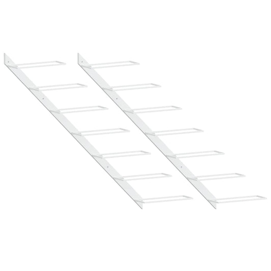 Wall-mounted Wine Rack for 7 Bottles 2 pcs White Metal