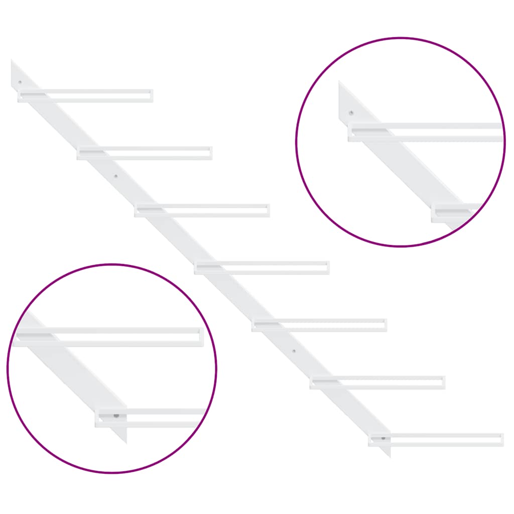 Wall-mounted Wine Rack for 7 Bottles 2 pcs White Metal