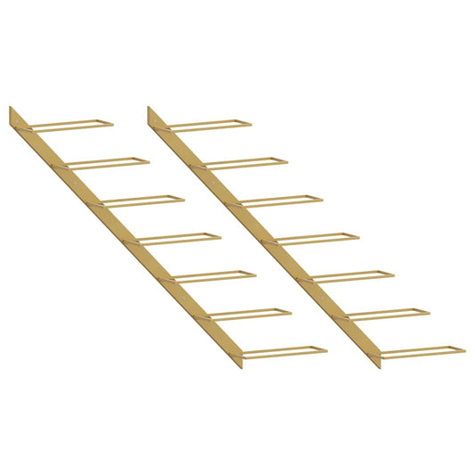 Wall-mounted Wine Rack for 7 Bottles 2 pcs Gold Metal