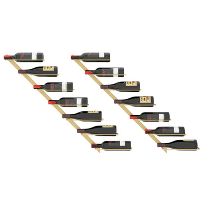Wall-mounted Wine Rack for 7 Bottles 2 pcs Gold Metal