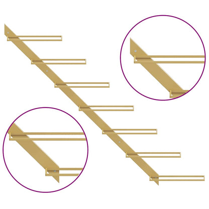 Wall-mounted Wine Rack for 7 Bottles 2 pcs Gold Metal