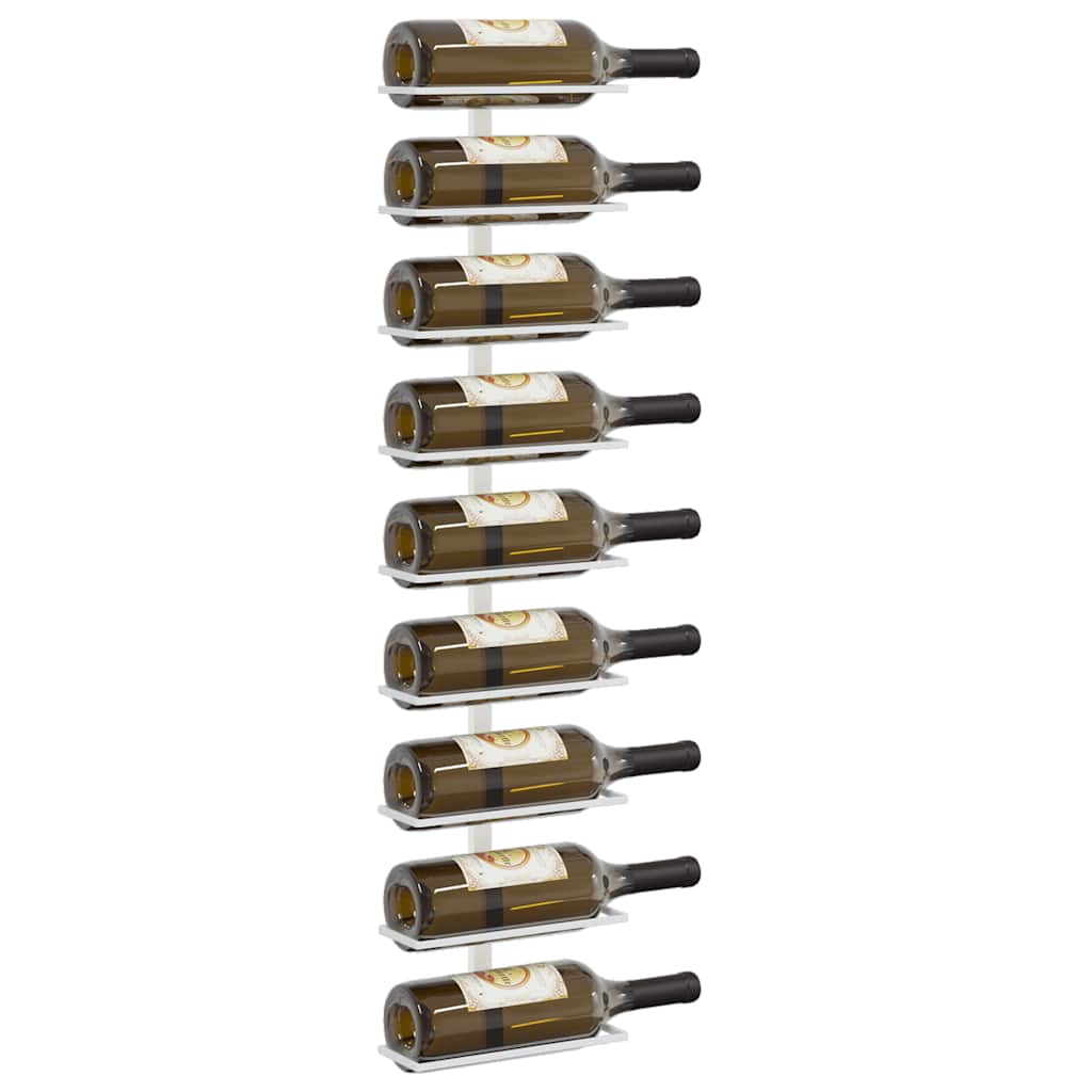 Wall-mounted Wine Rack for 9 Bottles White Iron
