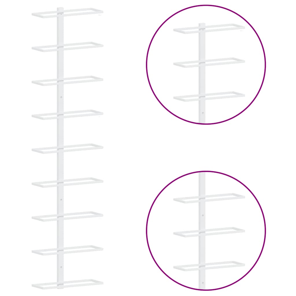 Wall-mounted Wine Rack for 9 Bottles White Iron