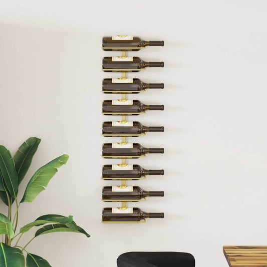 Wall-mounted Wine Rack for 9 Bottles Gold Iron