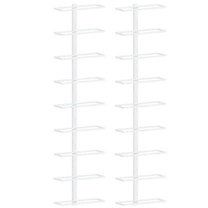 Wall-mounted Wine Rack for 9 Bottles 2 pcs White Iron