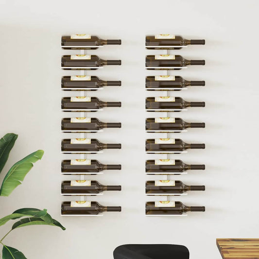 Wall-mounted Wine Rack for 9 Bottles 2 pcs White Iron