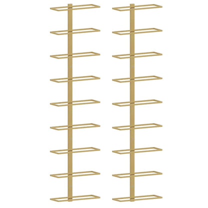 Wall-mounted Wine Rack for 9 Bottles 2 pcs Gold Iron