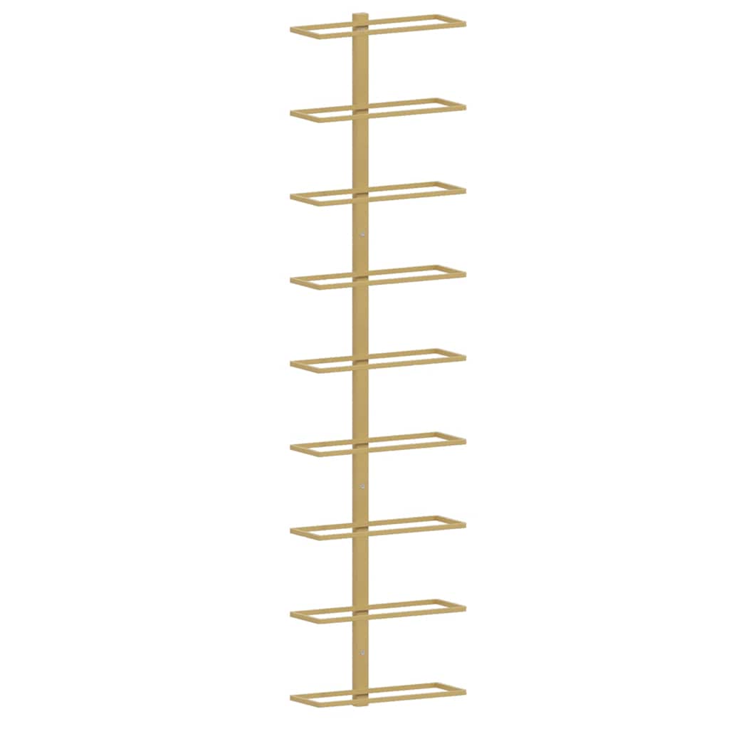Wall-mounted Wine Rack for 9 Bottles 2 pcs Gold Iron