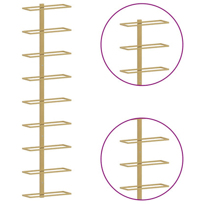 Wall-mounted Wine Rack for 9 Bottles 2 pcs Gold Iron