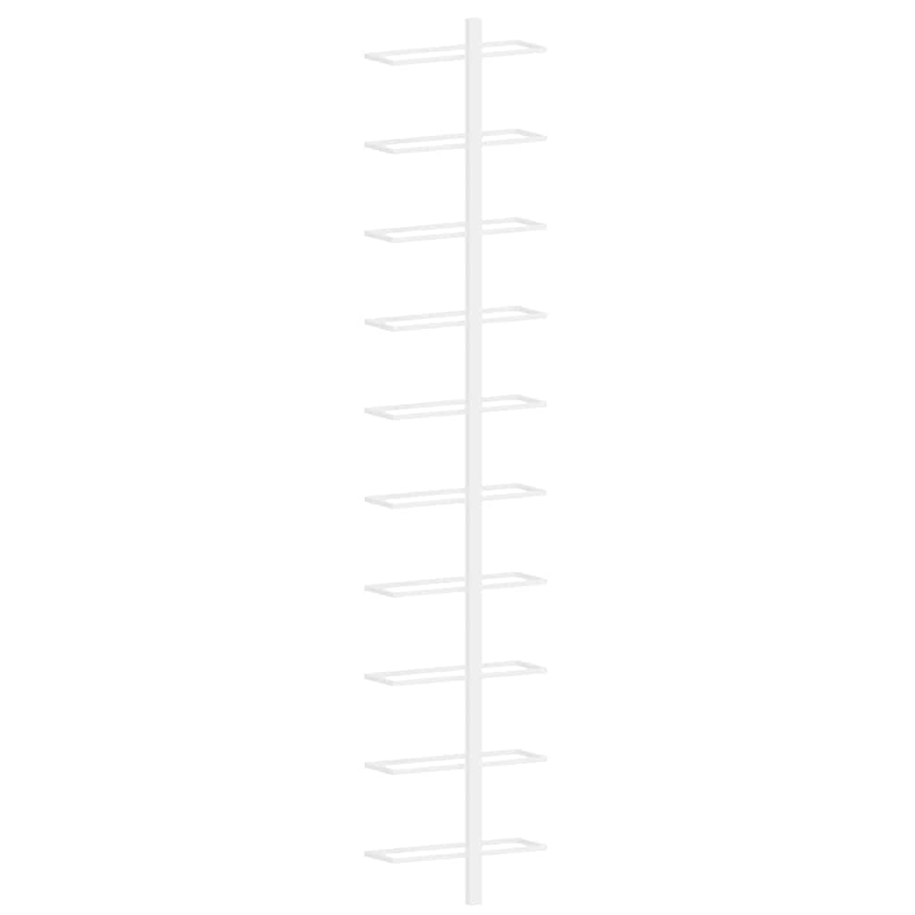 Wall-mounted Wine Rack for 10 Bottles White Metal