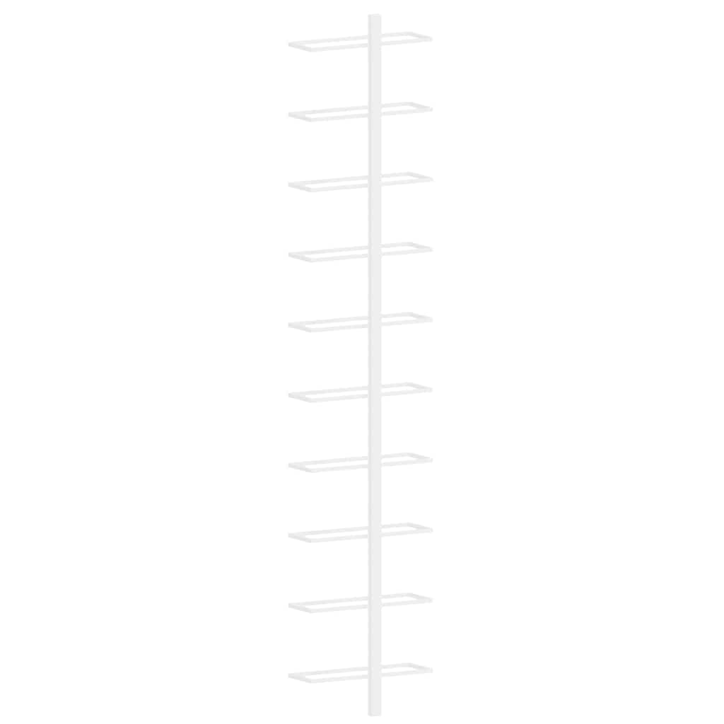 Wall-mounted Wine Rack for 10 Bottles White Metal