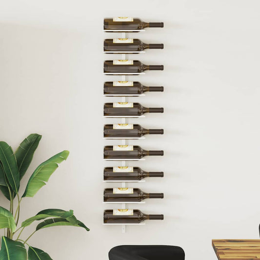 Wall-mounted Wine Rack for 10 Bottles White Metal