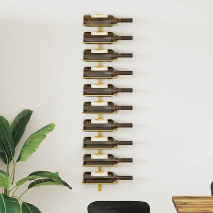Wall-mounted Wine Rack for 10 Bottles Gold Metal