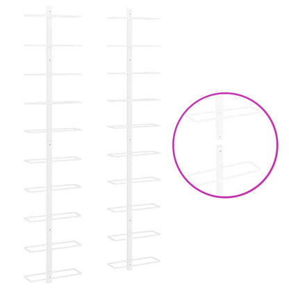 Wall-mounted Wine Rack for 10 Bottles 2 pcs White Metal