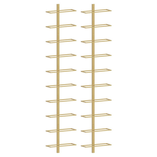 Wall-mounted Wine Rack for 10 Bottles 2 pcs Gold Metal