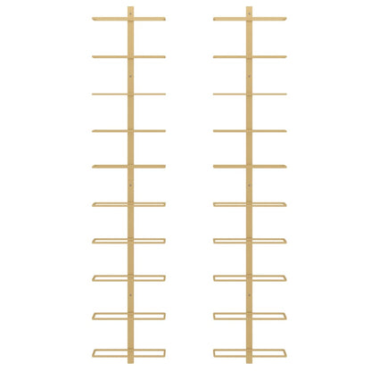 Wall-mounted Wine Rack for 10 Bottles 2 pcs Gold Metal