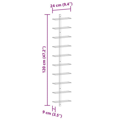 Wall-mounted Wine Rack for 10 Bottles 2 pcs Gold Metal