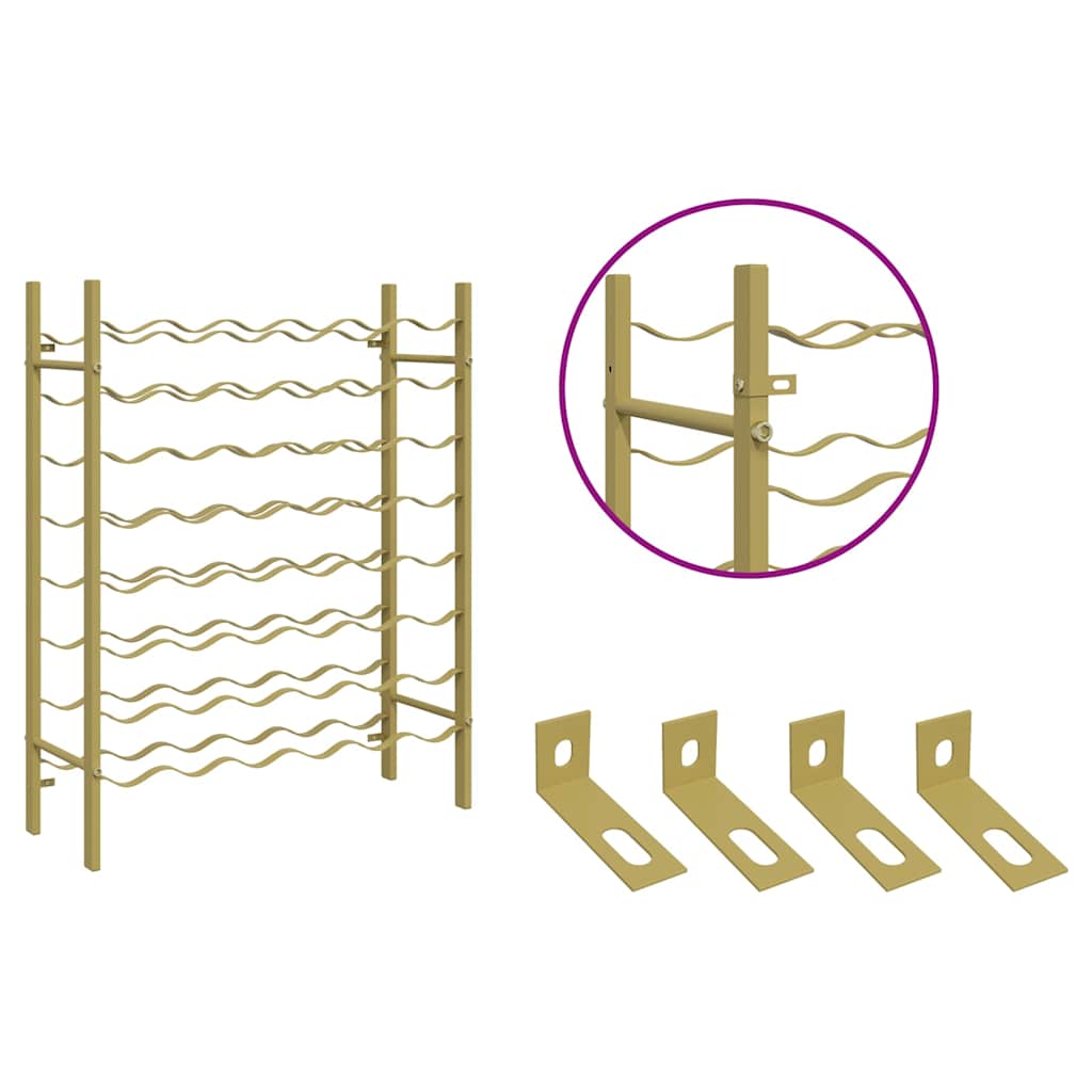 340909 vidaXL Wine Rack for 48 Bottles Gold Metal