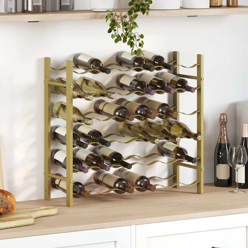 340911 vidaXL Wine Rack for 36 Bottles Gold Metal