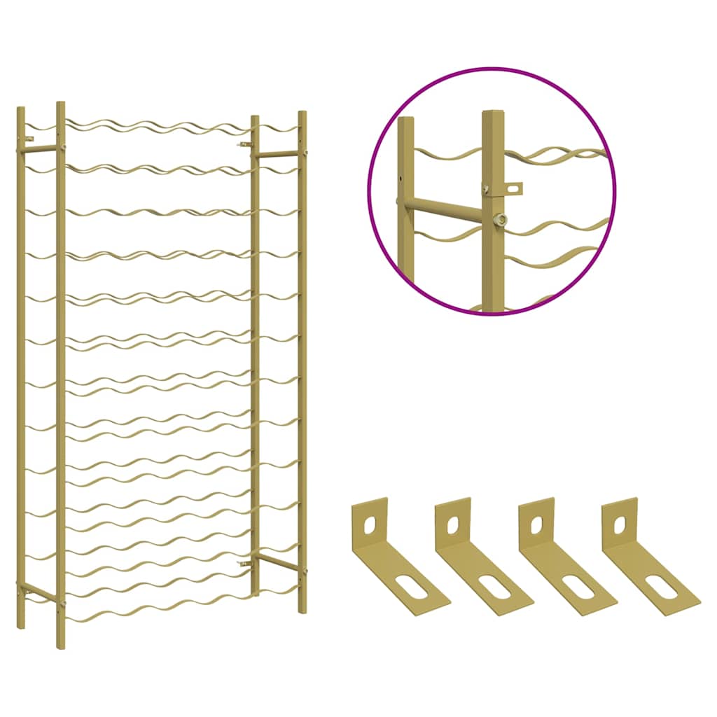 340913 vidaXL Wine Rack for 72 Bottles Gold Metal