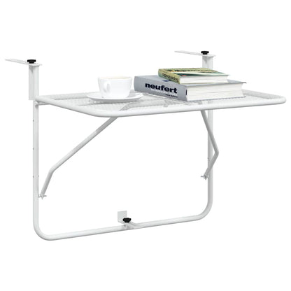Balcony Table White 60x40 cm Steel