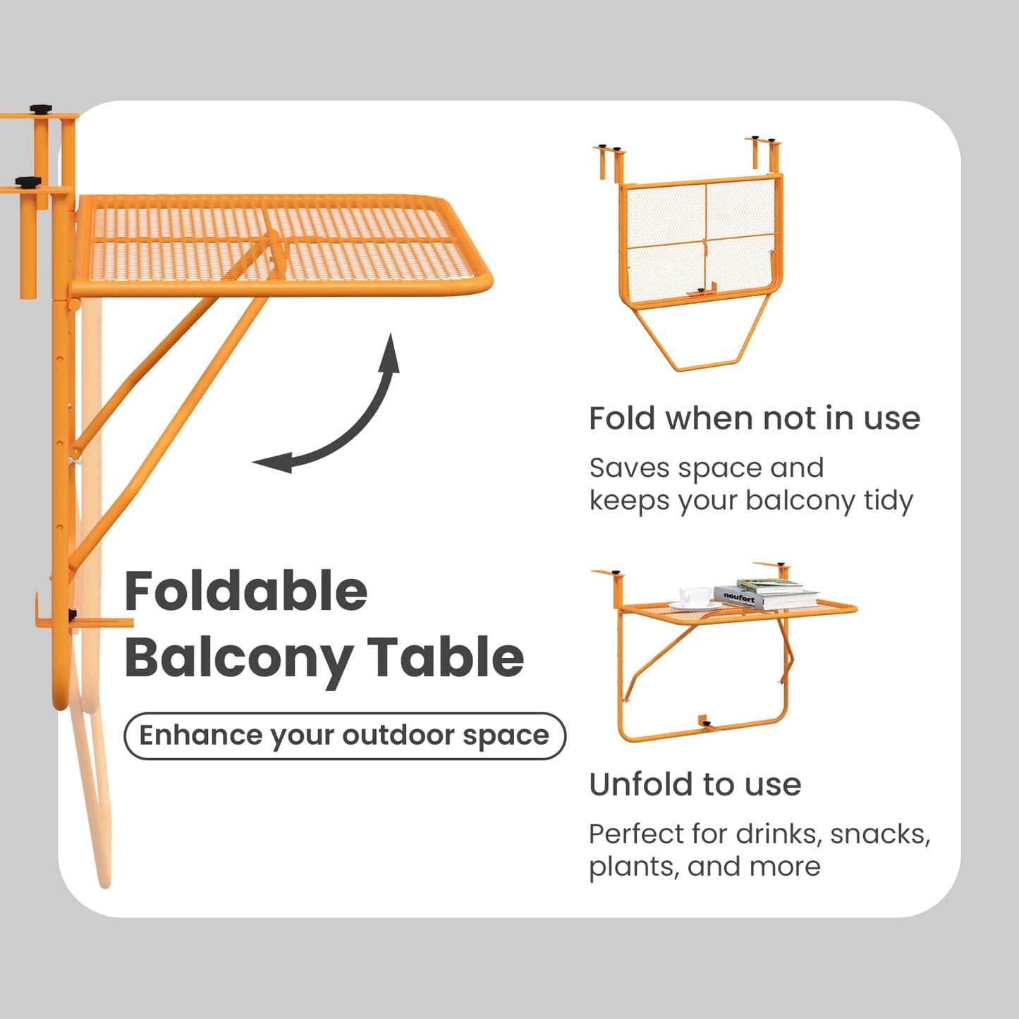 Balcony Table Yellow 60x40 cm Steel