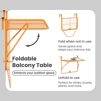 Balcony Table Yellow 60x40 cm Steel