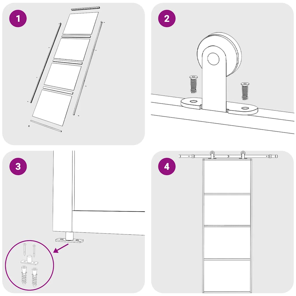 Sliding Door Frosted ESG Glass and Aluminium 76x205 cm Black