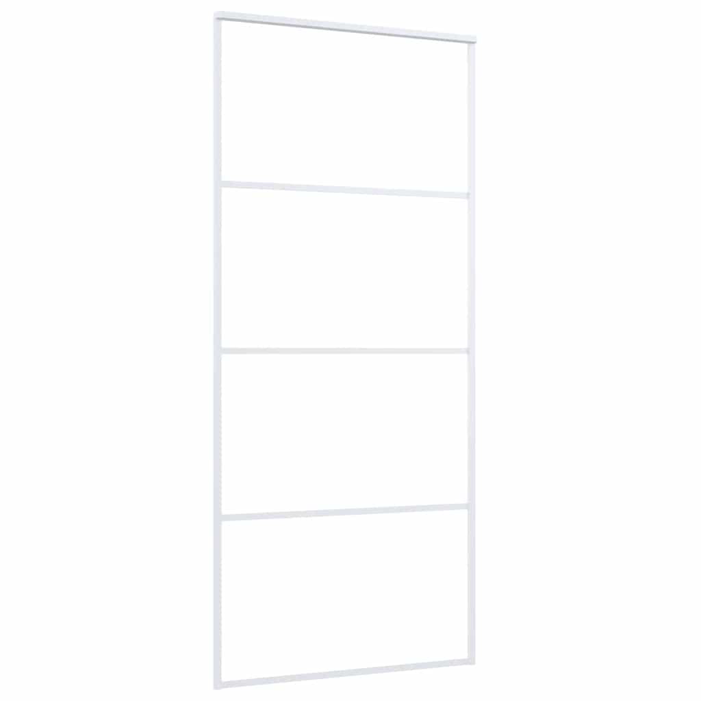 Sliding Door ESG Glass and Aluminium 90x205 cm White