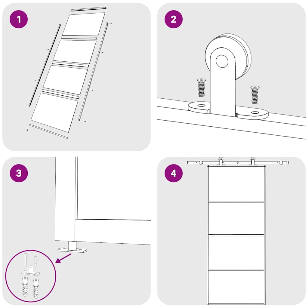 151661 vidaXL Sliding Door Frosted ESG Glass and Aluminium 90x205 cm White