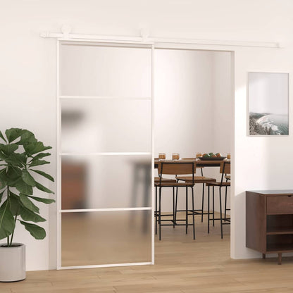 Sliding Door Frosted ESG Glass and Aluminium 90x205 cm White