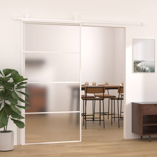 151665 vidaXL Sliding Door Frosted ESG Glass and Aluminium 102,5x205 cm White