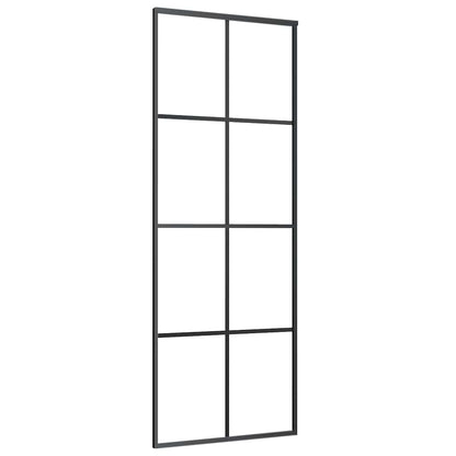 151666 vidaXL Sliding Door Black 76x205 cm ESG Glass and Aluminium