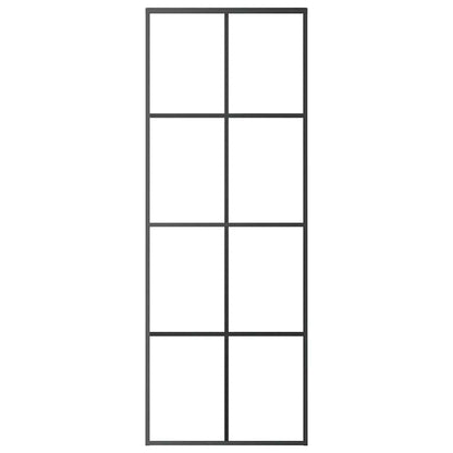 151666 vidaXL Sliding Door Black 76x205 cm ESG Glass and Aluminium