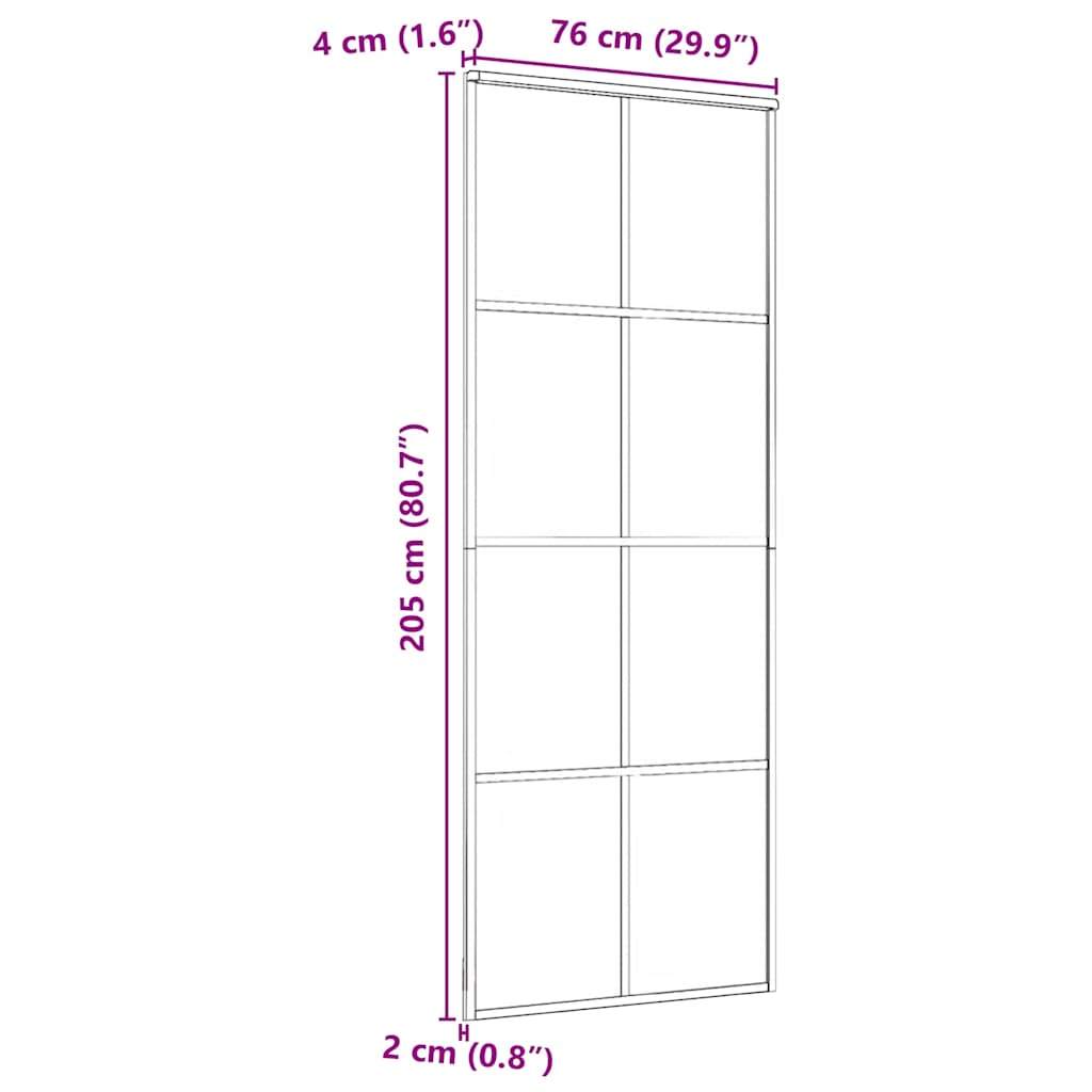 151666 vidaXL Sliding Door Black 76x205 cm ESG Glass and Aluminium